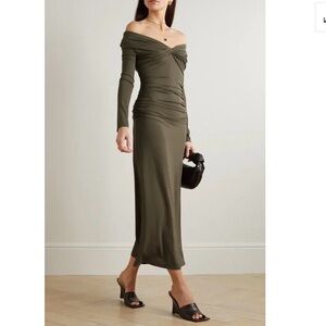 Tove Gina Off-The-Shoulder Green Dress.